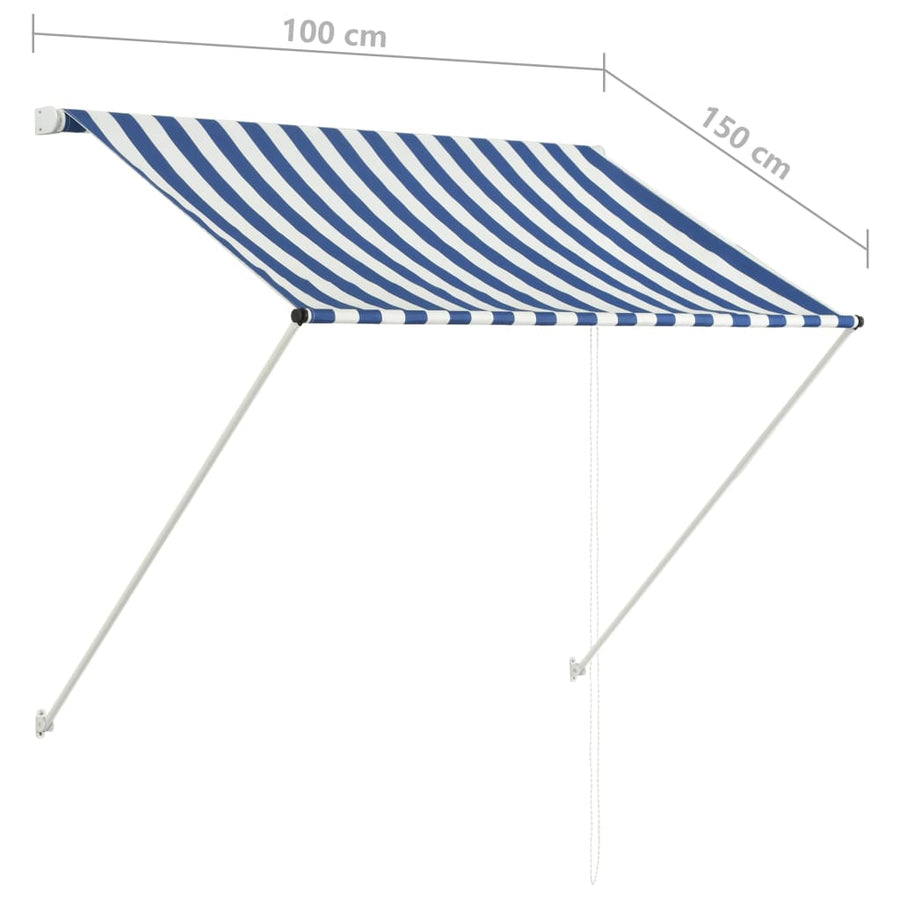 Luifel Uittrekbaar 100 x 150 cm Blauw en wit