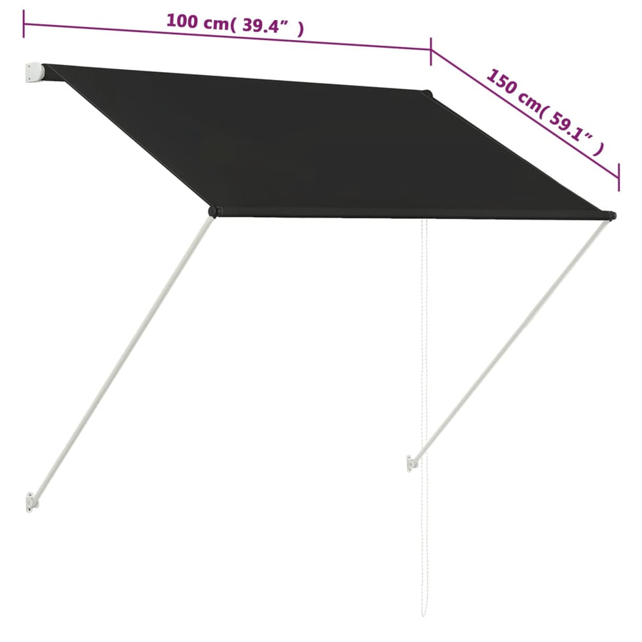 Luifel Uittrekbaar 100 x 150 cm Antraciet
