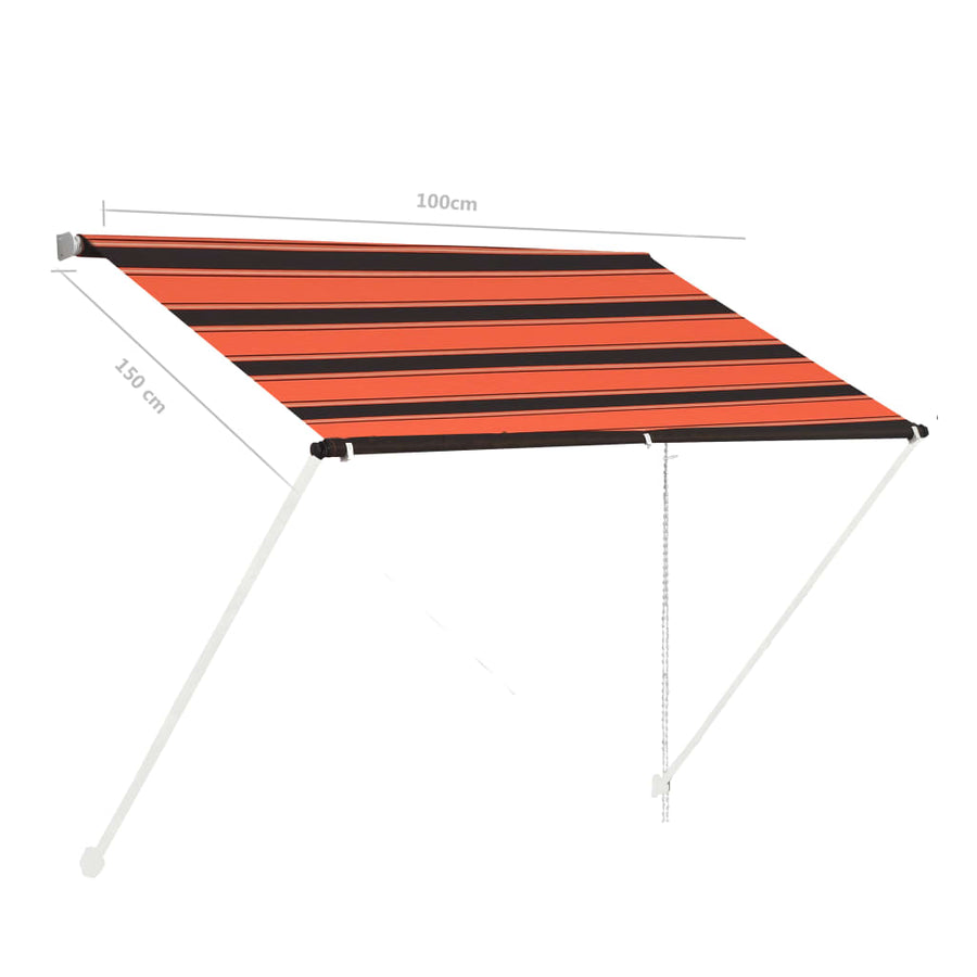 Luifel Uittrekbaar 100 x 150 cm Oranje en bruin
