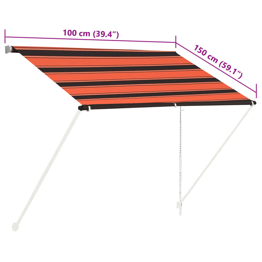 Luifel Uittrekbaar 100 x 150 cm Oranje en bruin