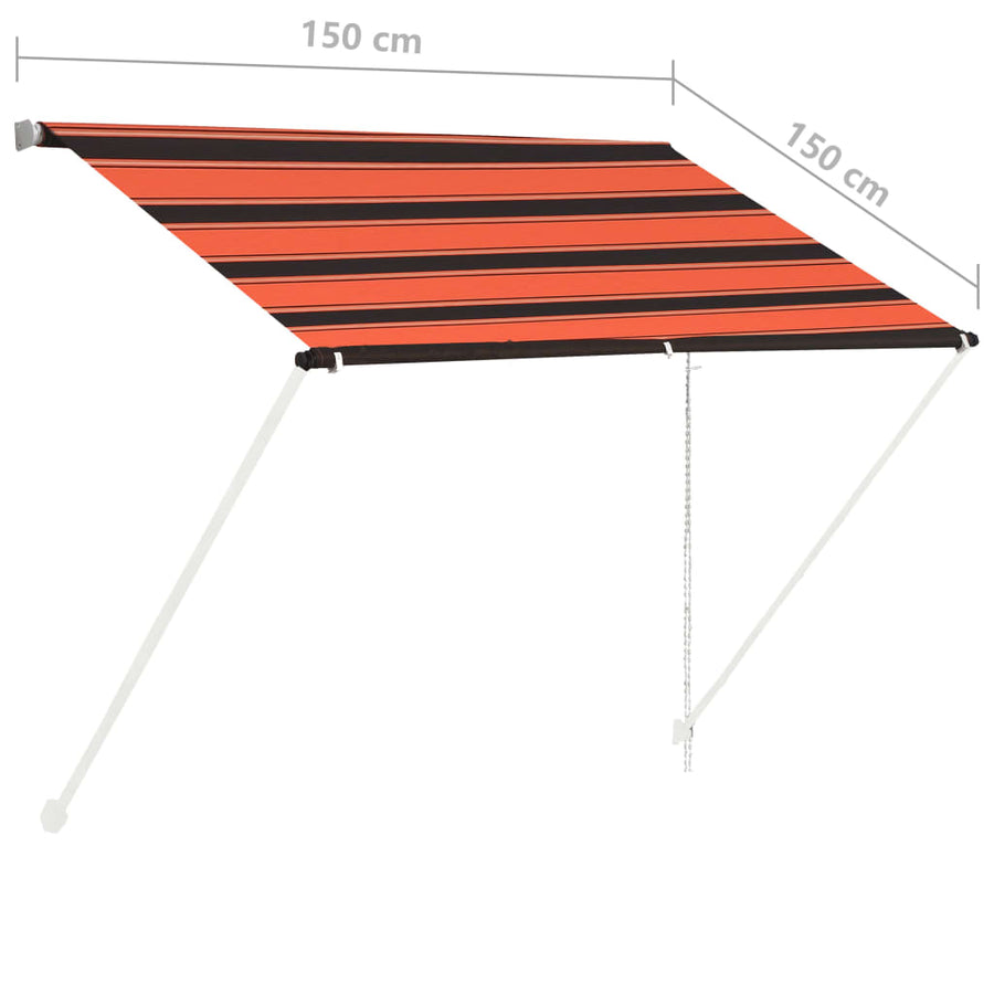 Luifel Uittrekbaar 150 x 150 cm Oranje en bruin