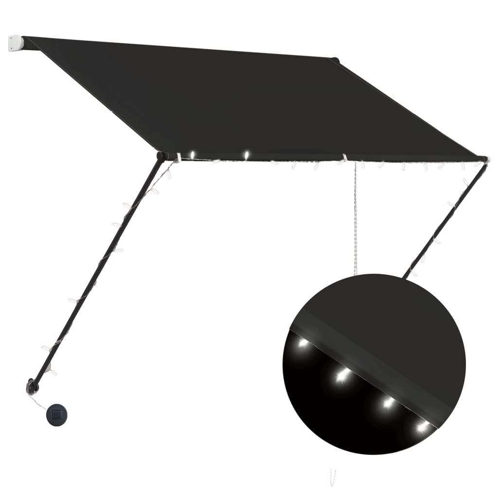 Luifel uittrekbaar met LED 100x150 cm antraciet