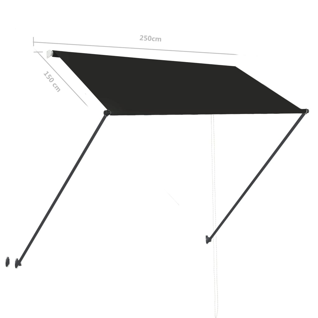 Luifel Uittrekbaar Met Led 250 x 150 cm Antraciet