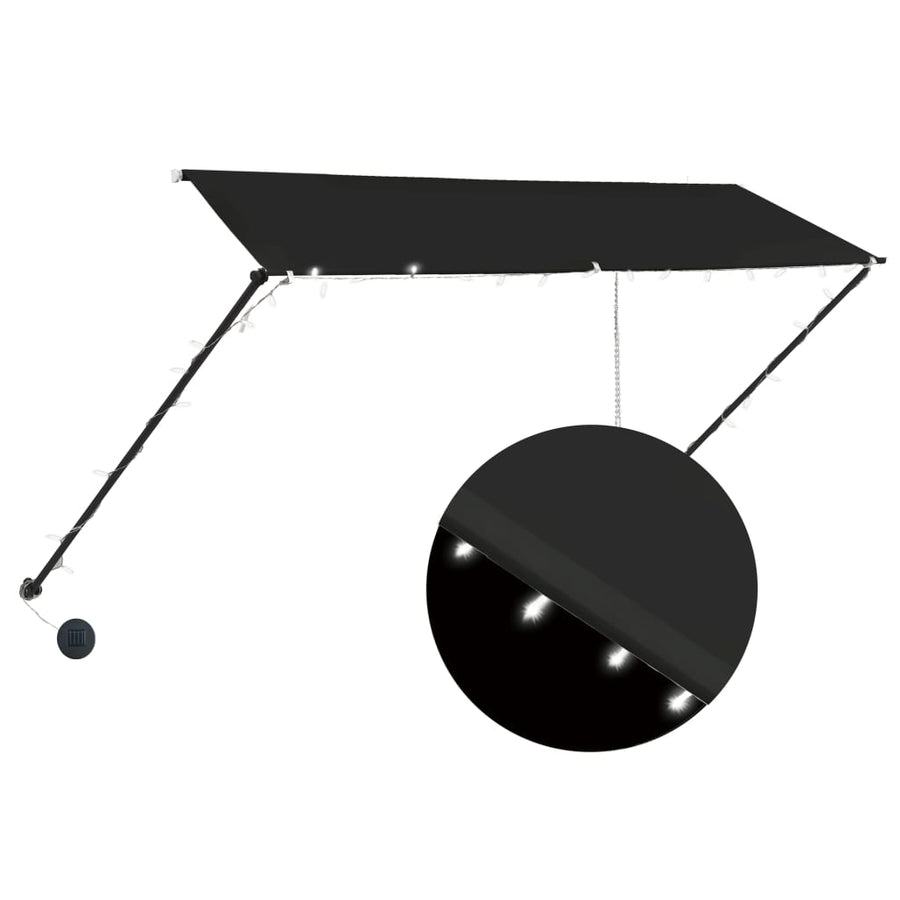 Luifel Uittrekbaar Met Led 300 x 150 cm Antraciet