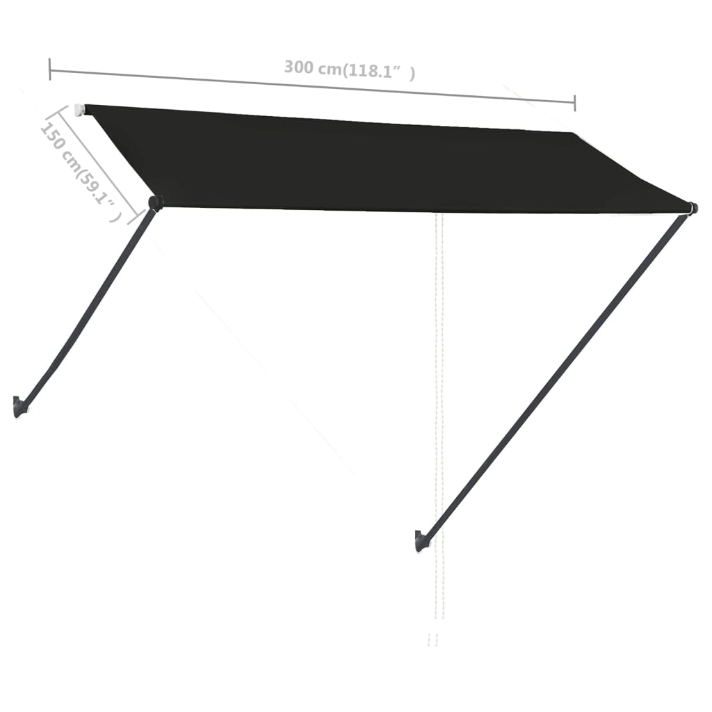 Luifel Uittrekbaar Met Led 300 x 150 cm Antraciet