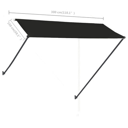 Luifel Uittrekbaar Met Led 300 x 150 cm Antraciet