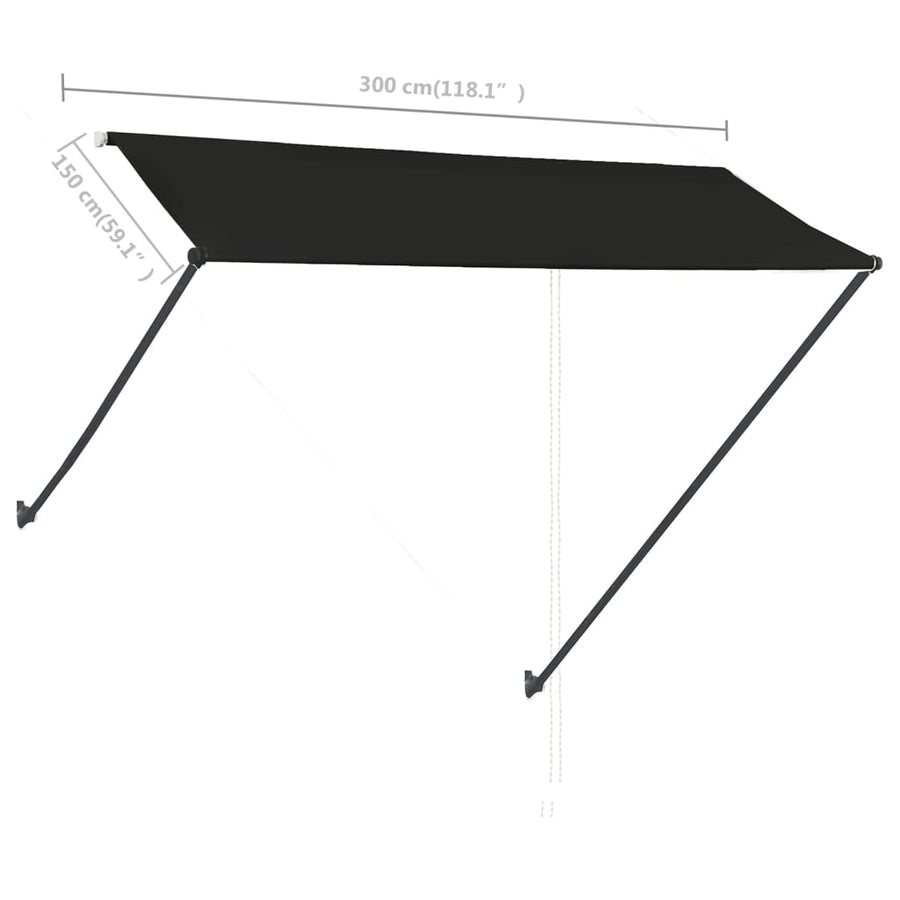 Luifel Uittrekbaar Met Led 300 x 150 cm Antraciet