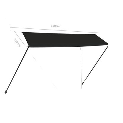 Luifel Uittrekbaar Met Led 350 x 150 cm Antraciet