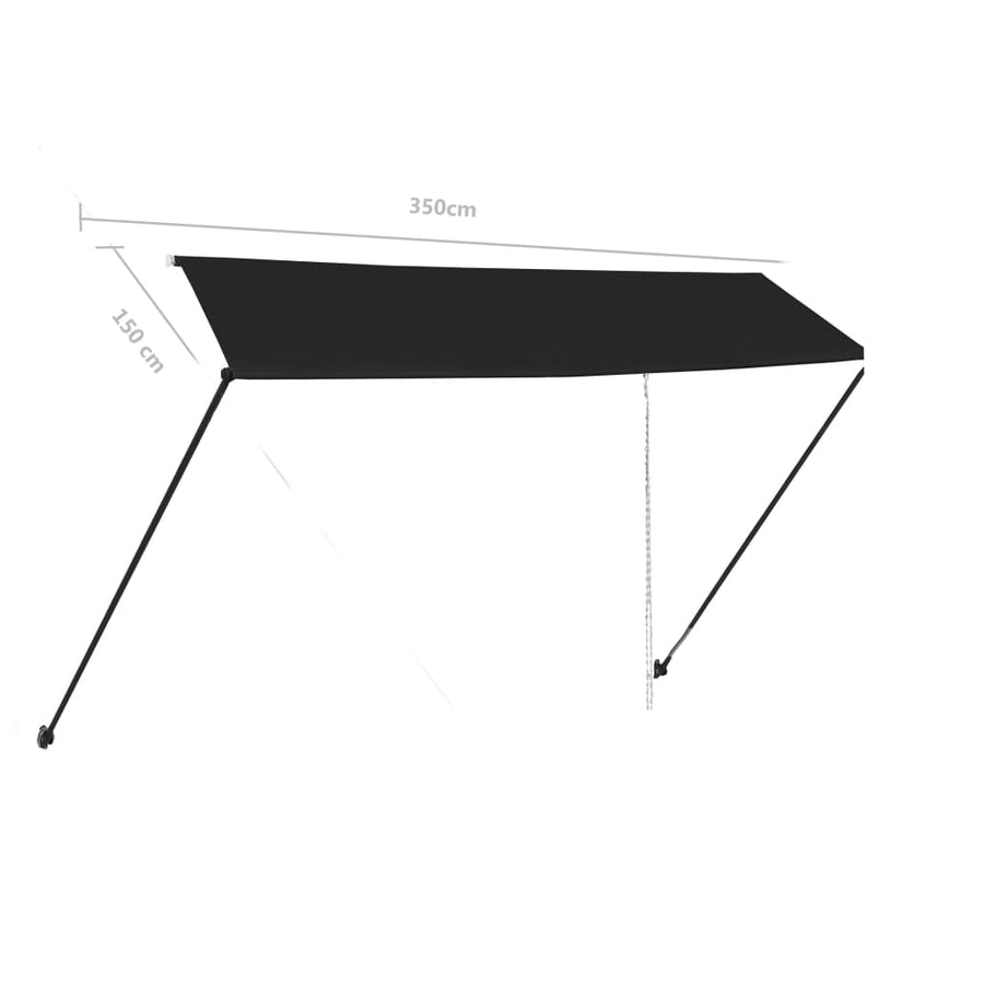 Luifel Uittrekbaar Met Led 350 x 150 cm Antraciet