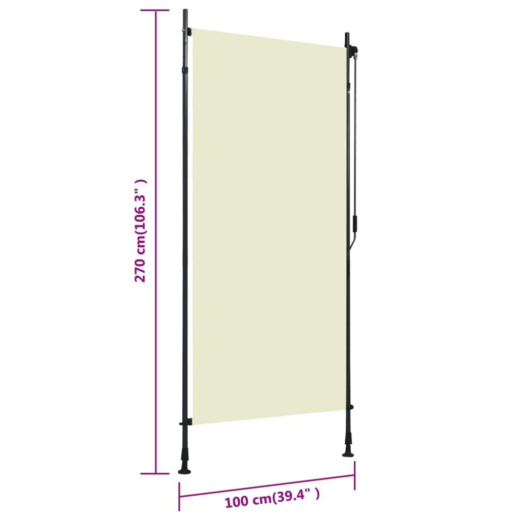 Rolgordijn Voor Buiten 100 x 270 cm Crème