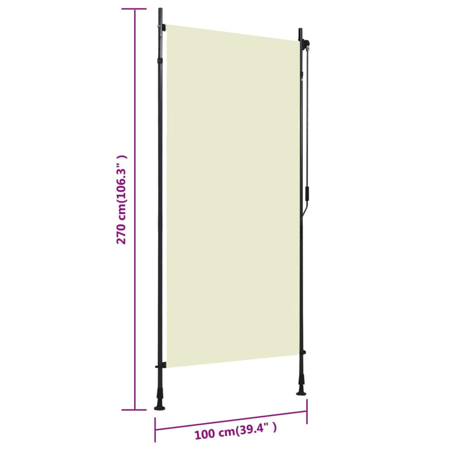 Rolgordijn Voor Buiten 100 x 270 cm Crème