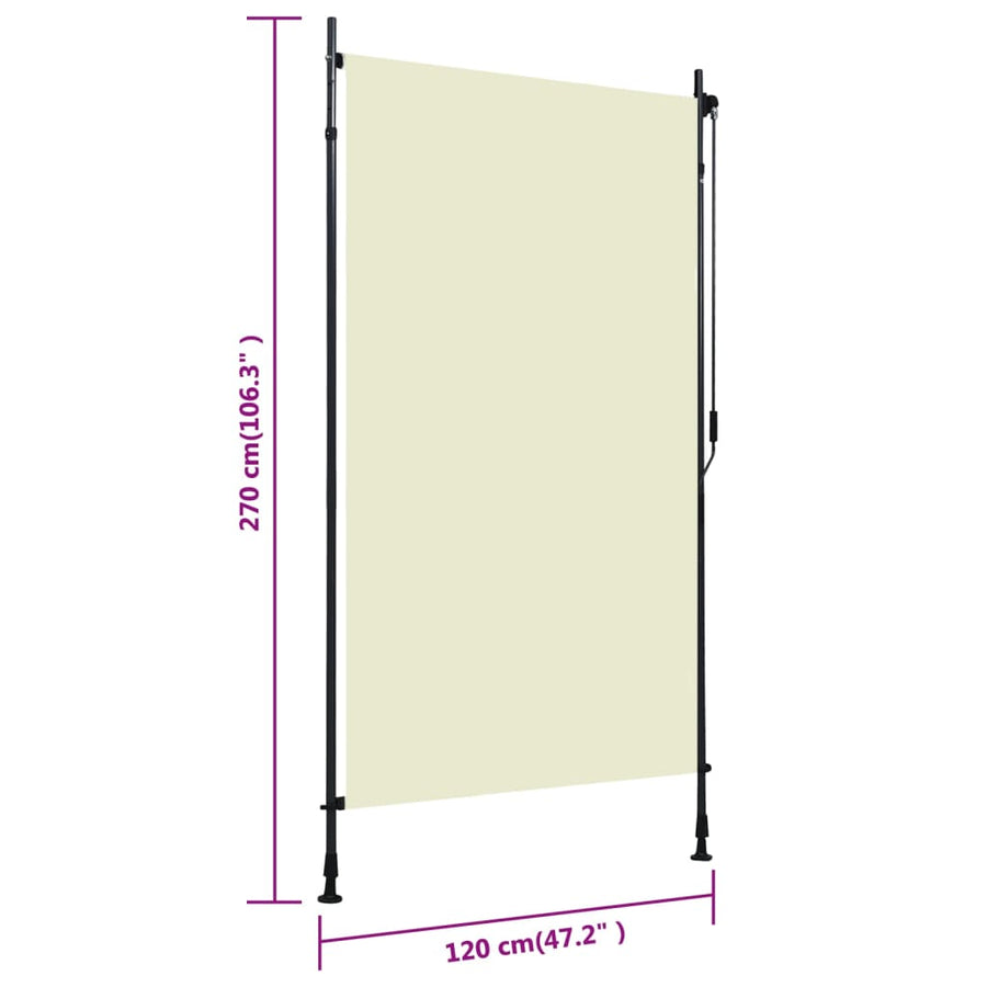 Rolgordijn Voor Buiten 120 x 270 cm Crème