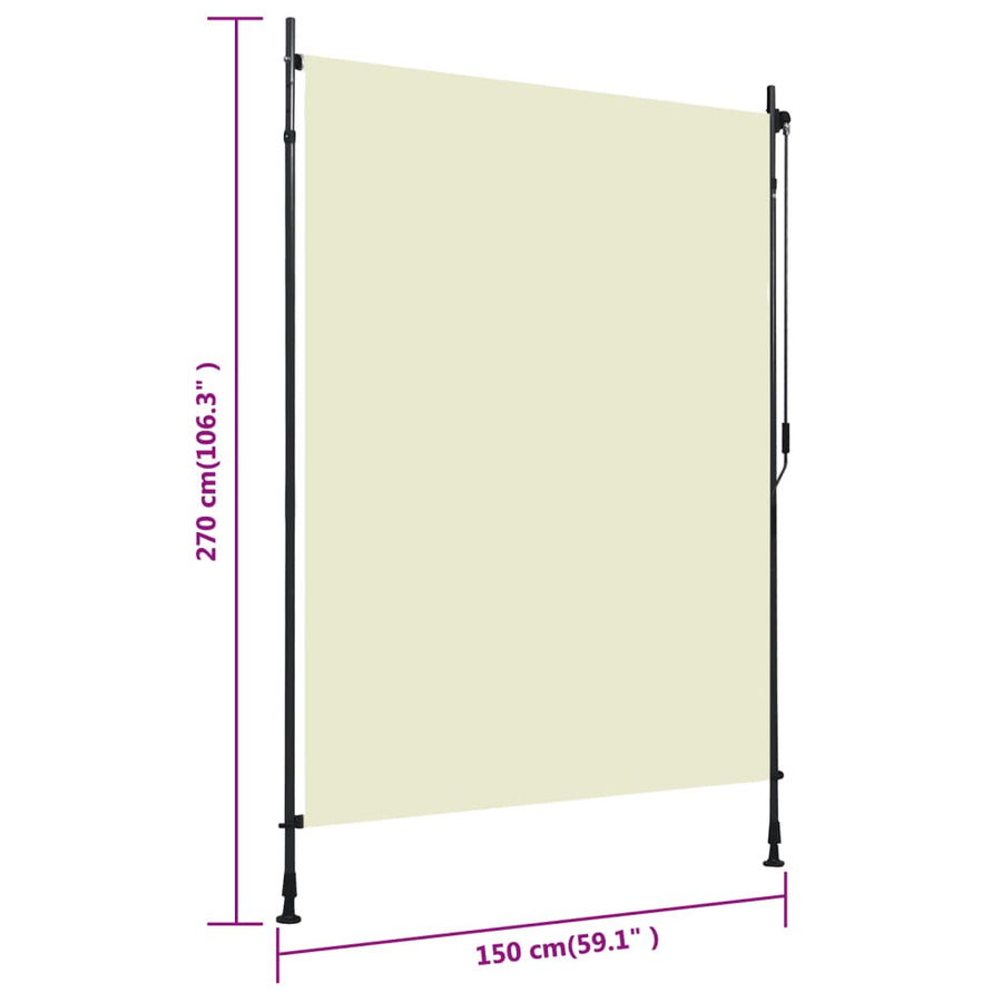 Rolgordijn Voor Buiten 150 x 270 cm Crème
