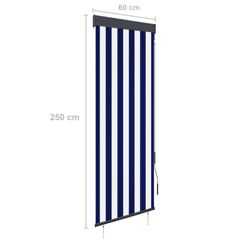 Rolgordijn Voor Buiten 60 x 250 cm Blauw en wit
