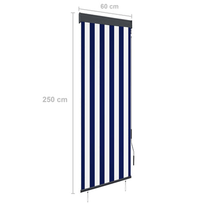 Rolgordijn Voor Buiten 60 x 250 cm Blauw en wit