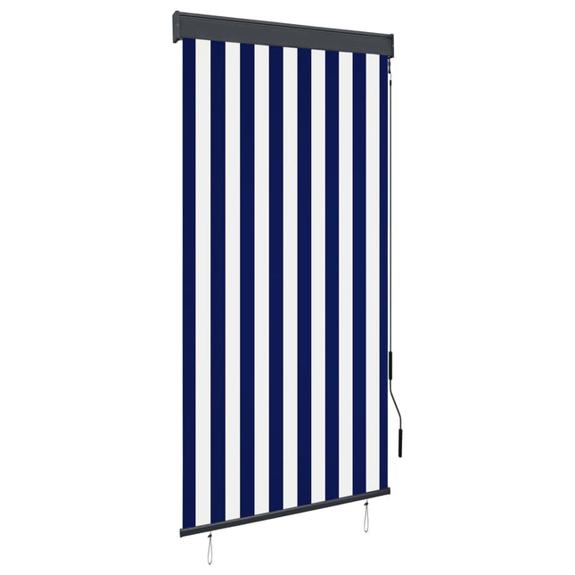 Rolgordijn Voor Buiten 80 x 250 cm Blauw en wit