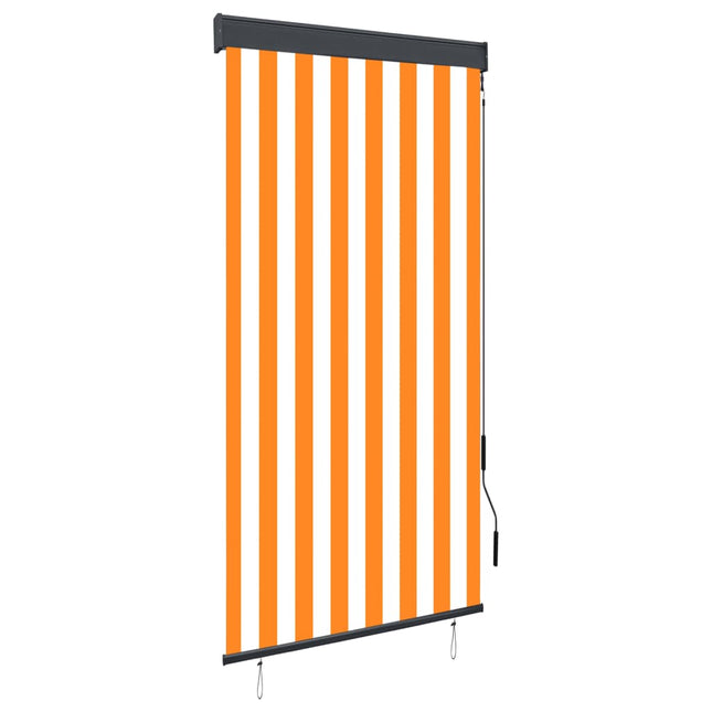 Rolgordijn Voor Buiten En 80 x 250 cm Oranje en wit