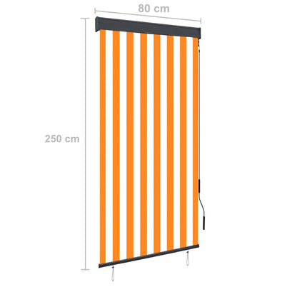 Rolgordijn voor buiten 80x250 cm wit en oranje