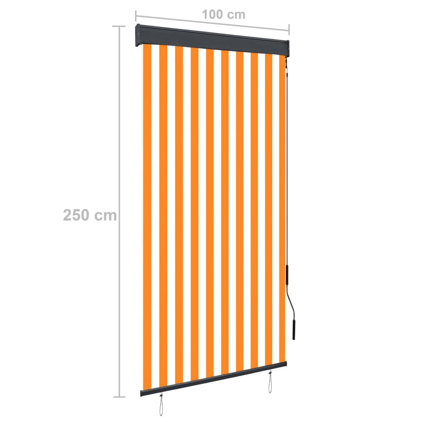 Rolgordijn voor buiten 100x250 cm wit en oranje
