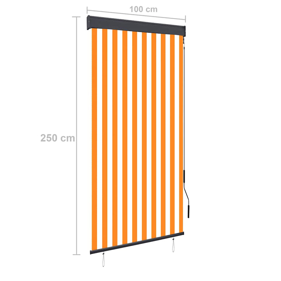 Rolgordijn voor buiten 100x250 cm wit en oranje