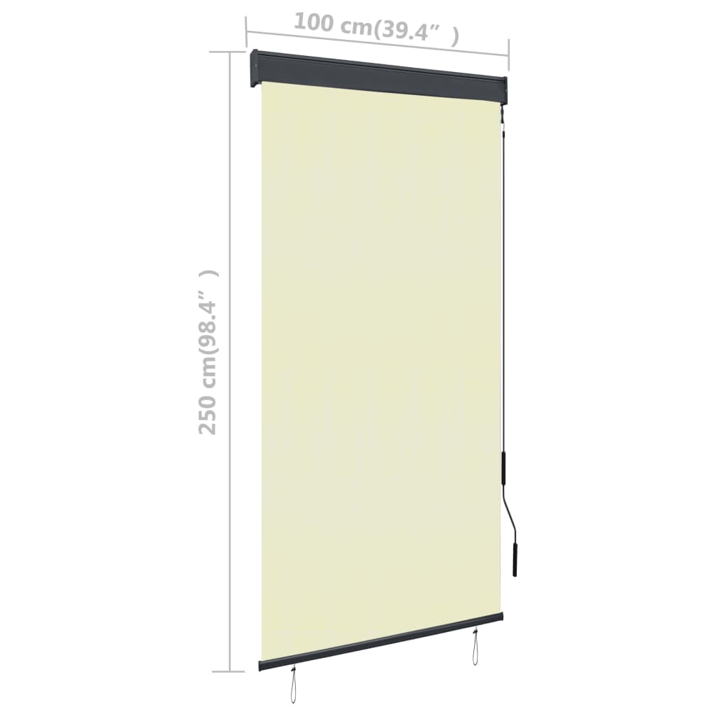 Rolgordijn voor buiten 100x250 cm crème