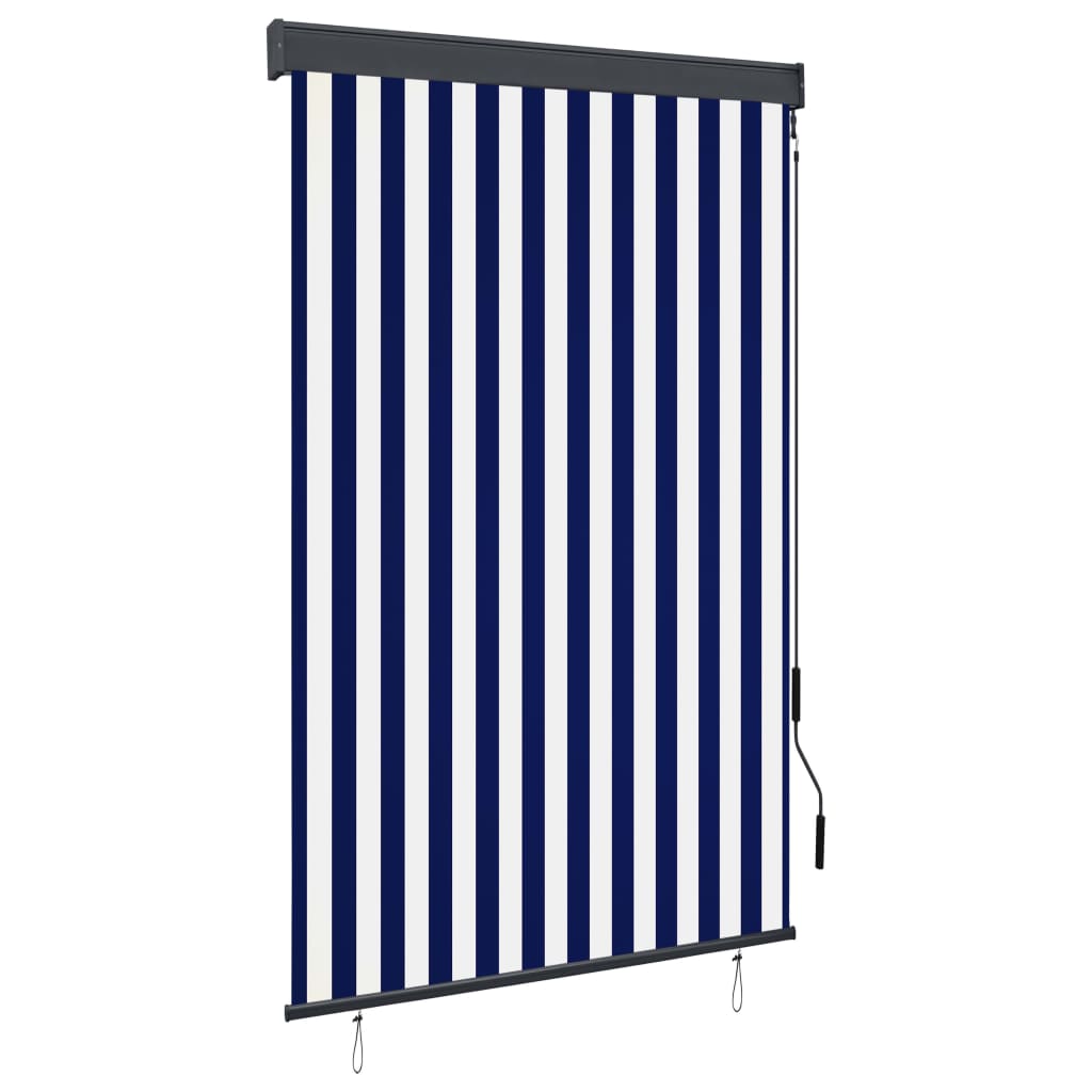 Rolgordijn voor buiten 120x250 cm blauw en wit