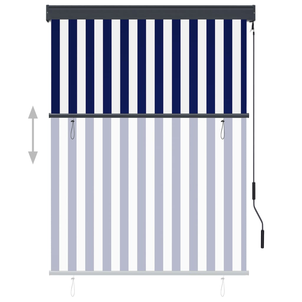 Rolgordijn voor buiten 120x250 cm blauw en wit