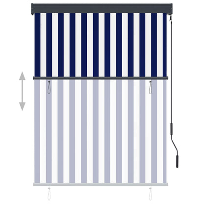 Rolgordijn voor buiten 120x250 cm blauw en wit