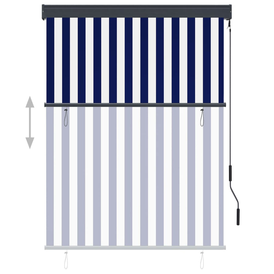 Rolgordijn voor buiten 120x250 cm blauw en wit