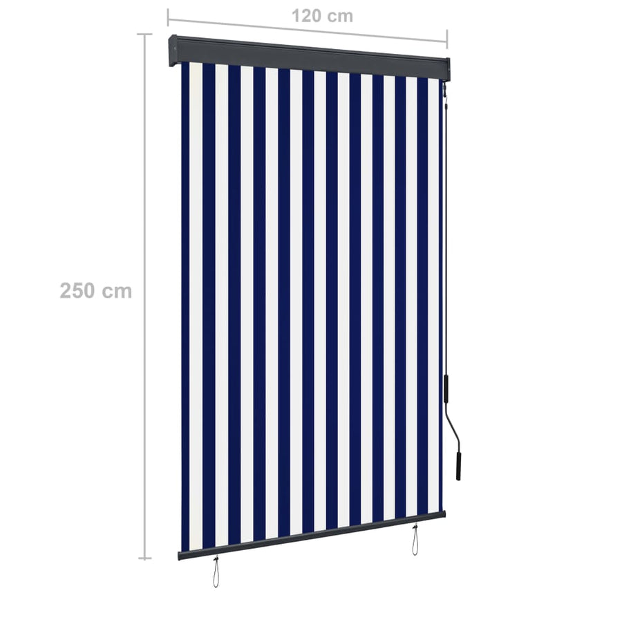 Rolgordijn voor buiten 120x250 cm blauw en wit