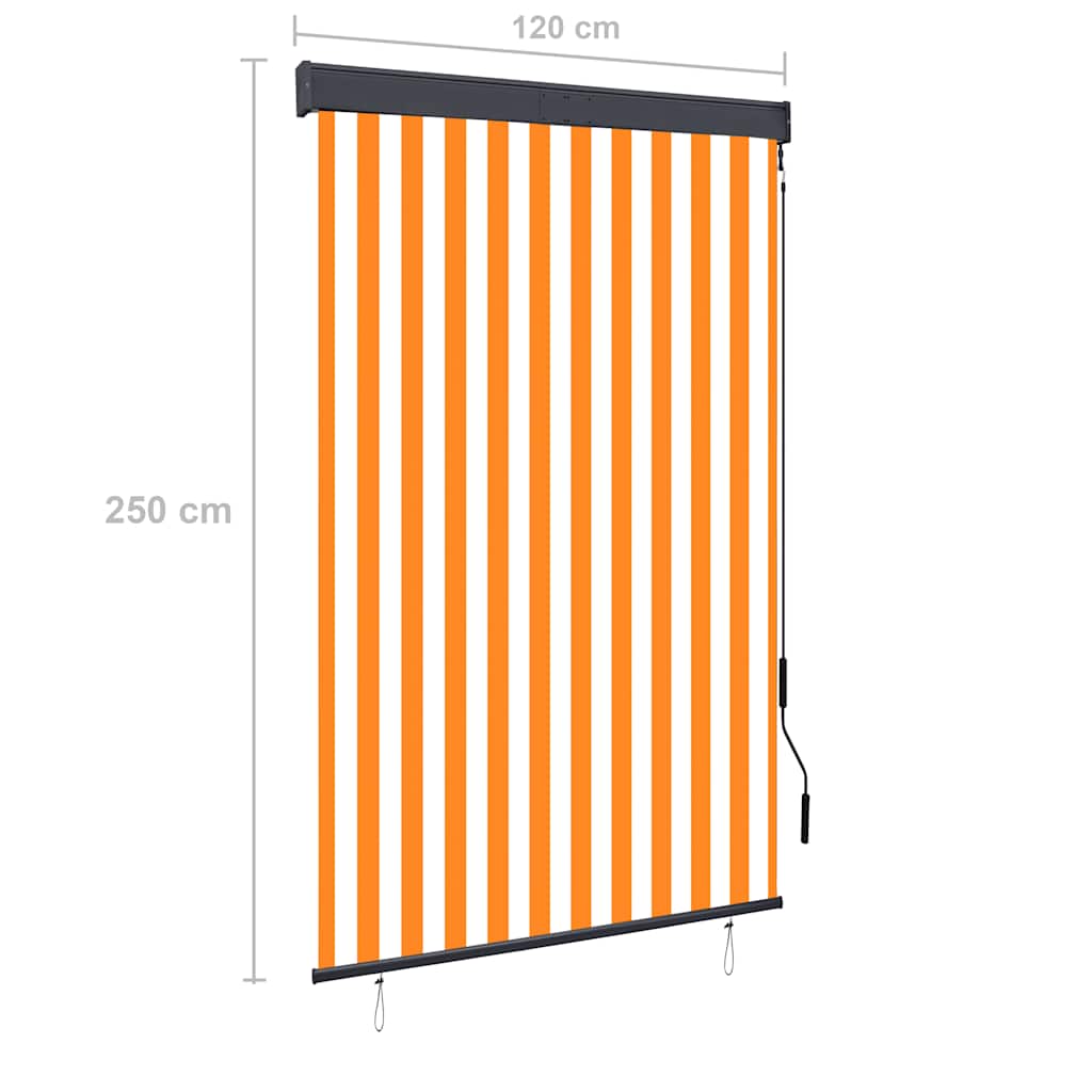 Rolgordijn voor buiten 120x250 cm wit en oranje