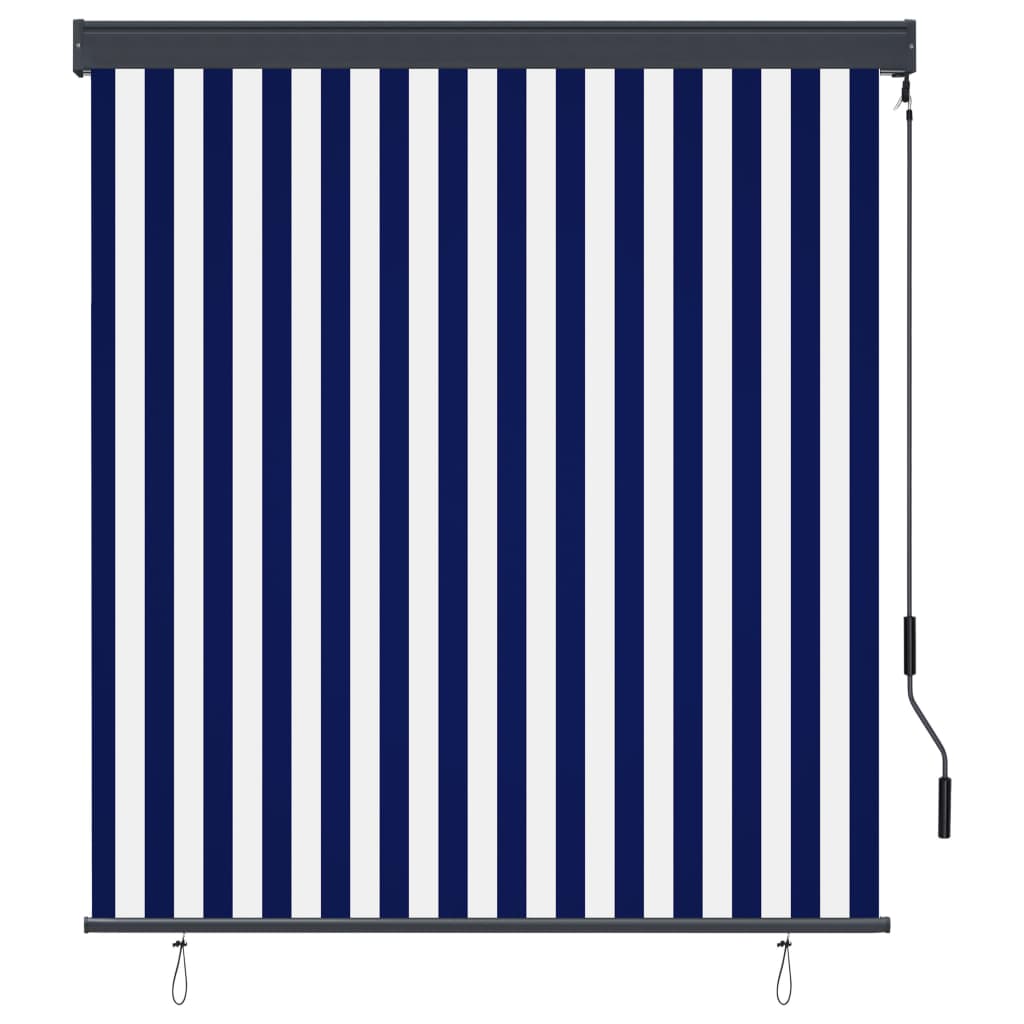 Rolgordijn voor buiten 140x250 cm blauw en wit
