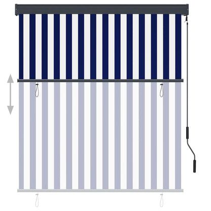 Rolgordijn voor buiten 140x250 cm blauw en wit