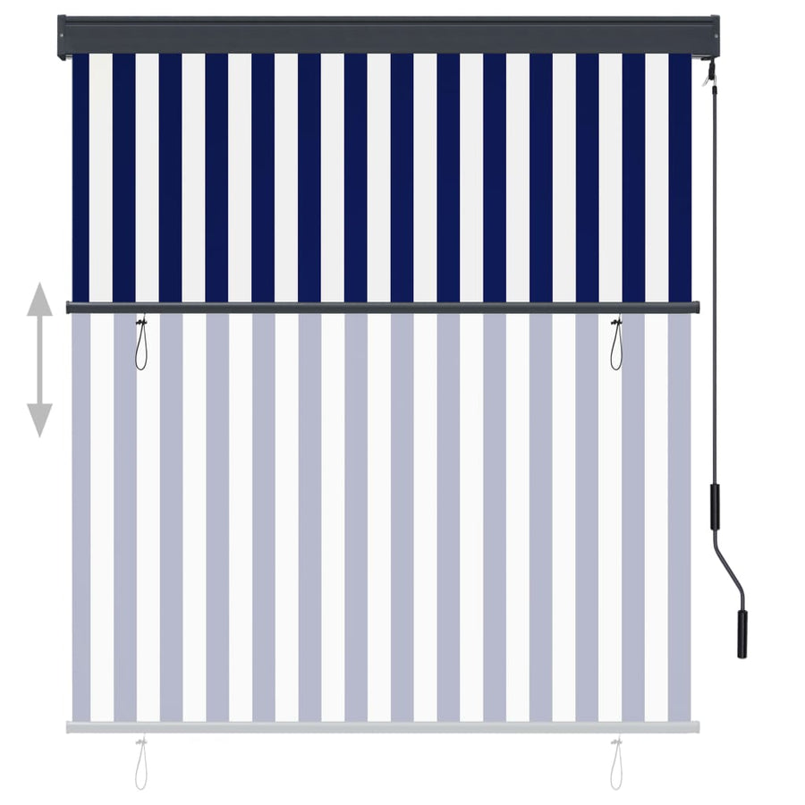 Rolgordijn voor buiten 140x250 cm blauw en wit