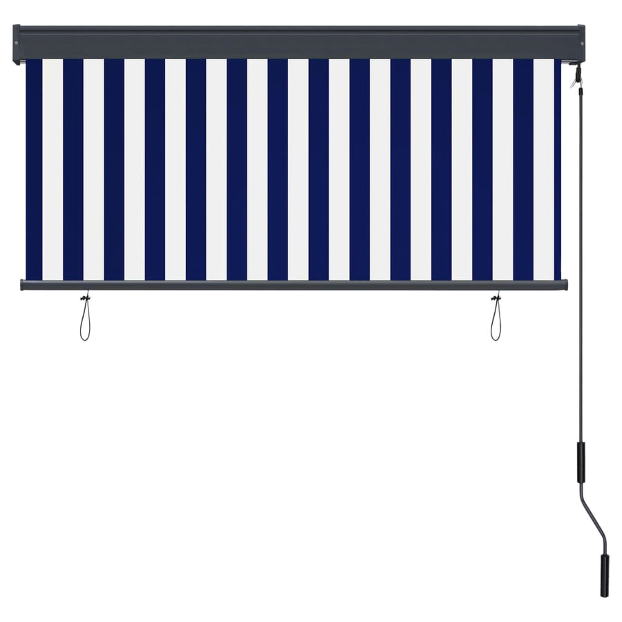 Rolgordijn voor buiten 140x250 cm blauw en wit