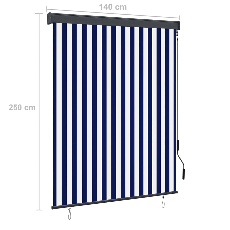Rolgordijn voor buiten 140x250 cm blauw en wit