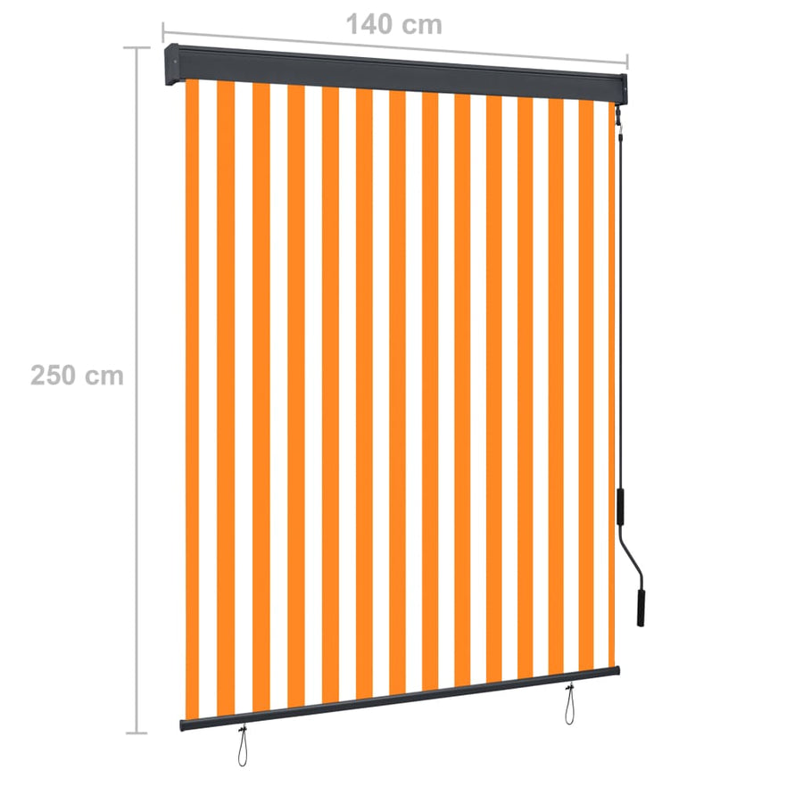 Rolgordijn voor buiten 140x250 cm wit en oranje