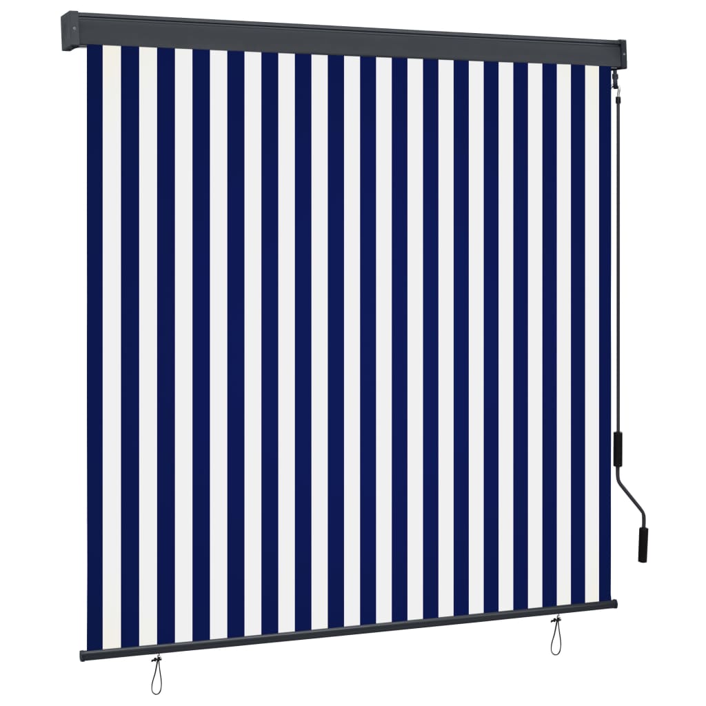 Rolgordijn voor buiten 160x250 cm blauw en wit