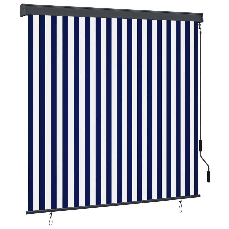 Rolgordijn voor buiten 160x250 cm blauw en wit