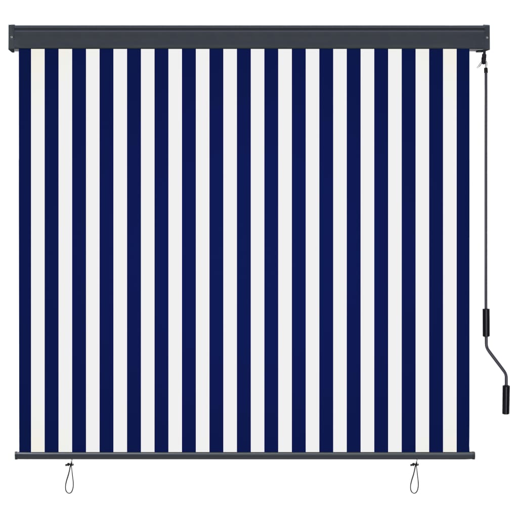 Rolgordijn voor buiten 160x250 cm blauw en wit