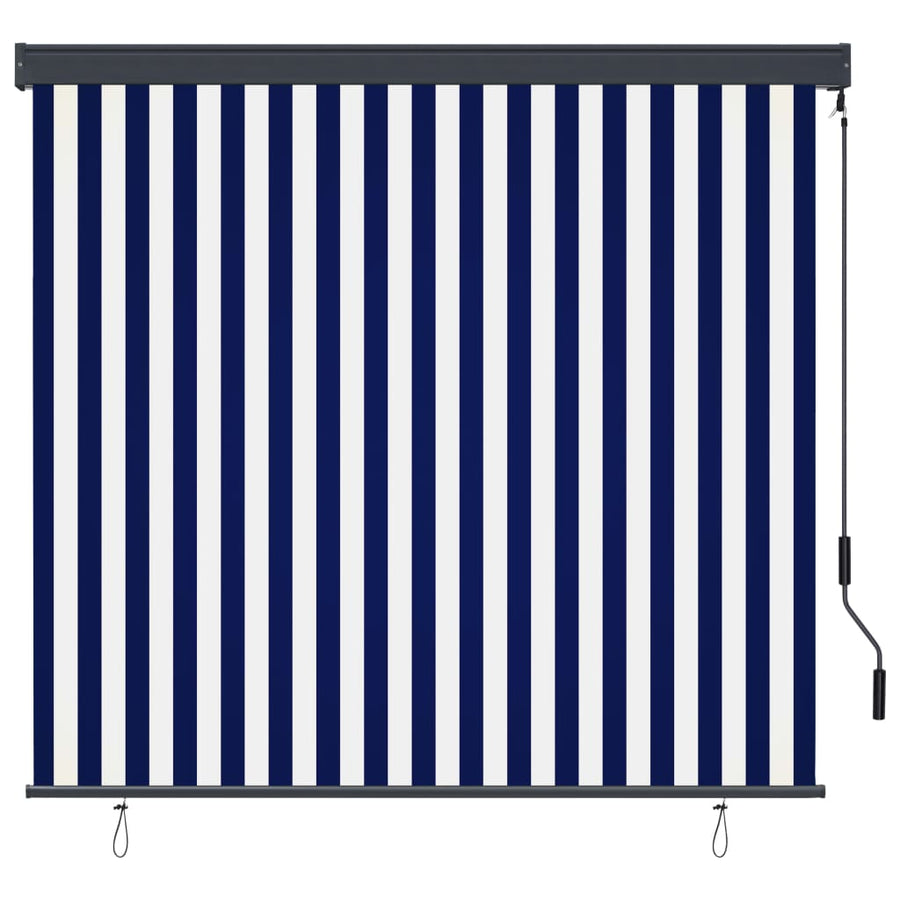 Rolgordijn voor buiten 160x250 cm blauw en wit