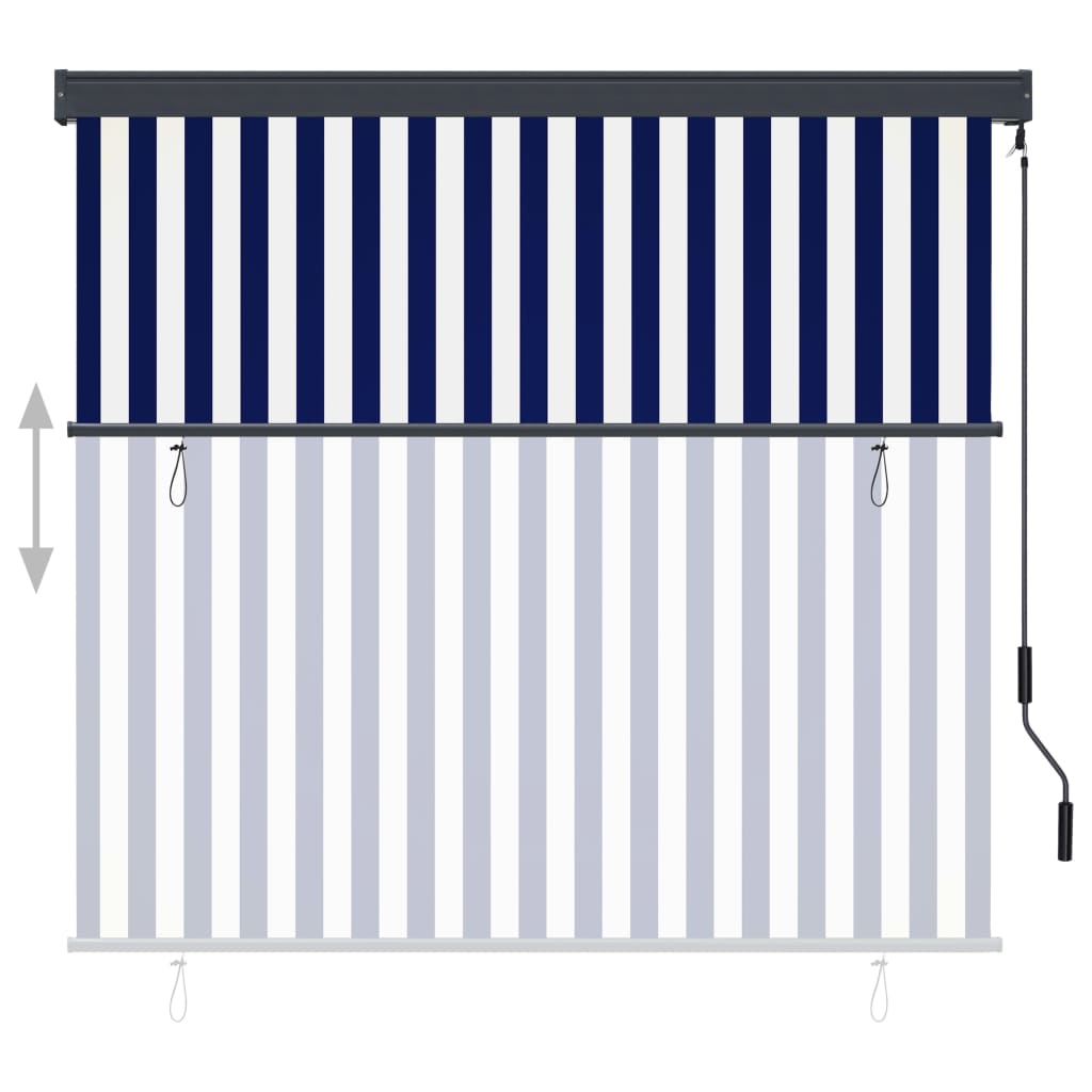 Rolgordijn voor buiten 160x250 cm blauw en wit