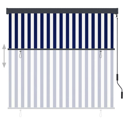 Rolgordijn voor buiten 160x250 cm blauw en wit