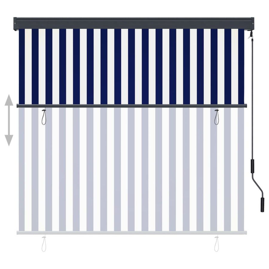 Rolgordijn voor buiten 160x250 cm blauw en wit