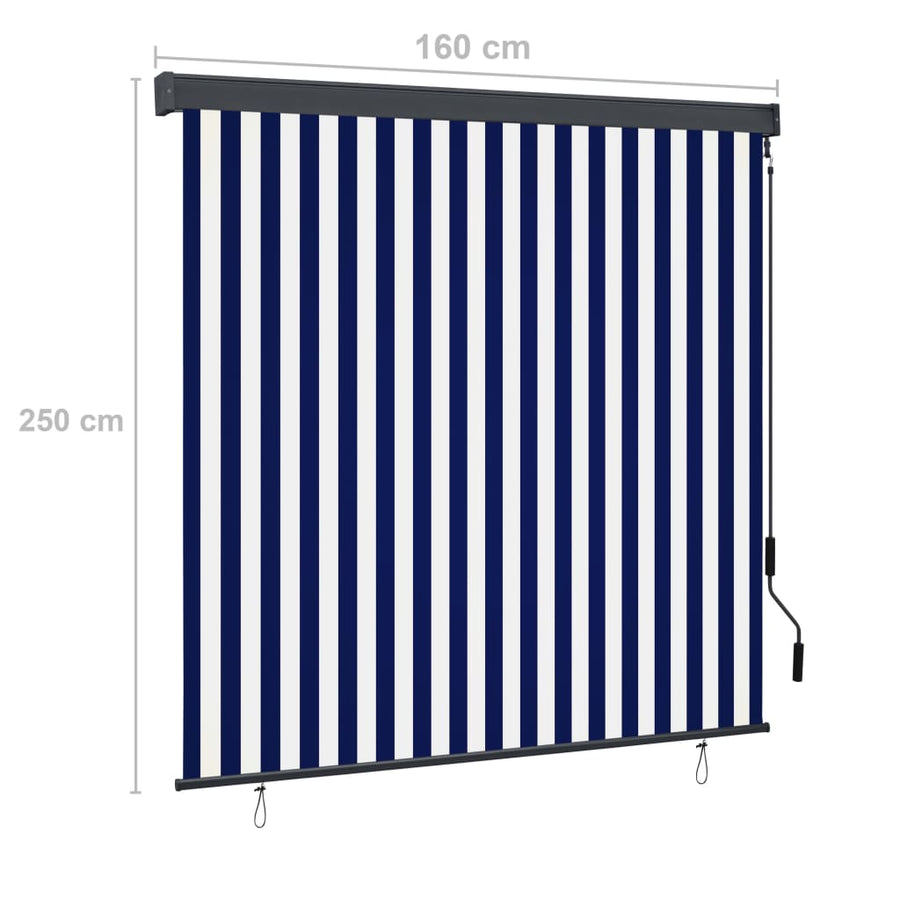 Rolgordijn voor buiten 160x250 cm blauw en wit