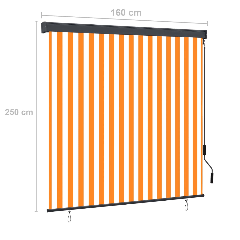 Rolgordijn voor buiten 160x250 cm wit en oranje