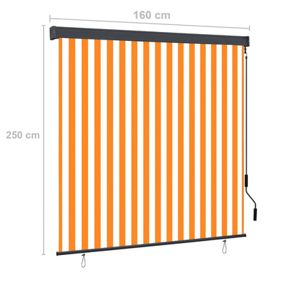 Rolgordijn voor buiten 160x250 cm wit en oranje