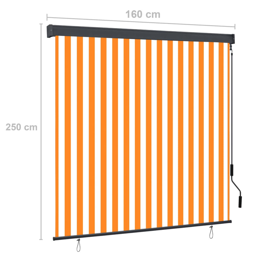 Rolgordijn voor buiten 160x250 cm wit en oranje
