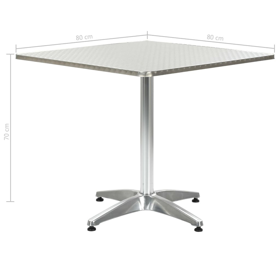 Tuintafel Aluminium Zilverkleurig 80 x 80 x 70 cm