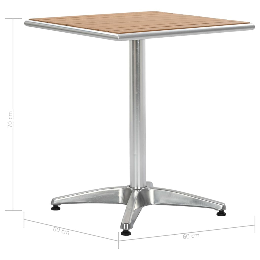 Tuintafel 60X60X70 Cm Aluminium En Hkc Zilverkleurig
